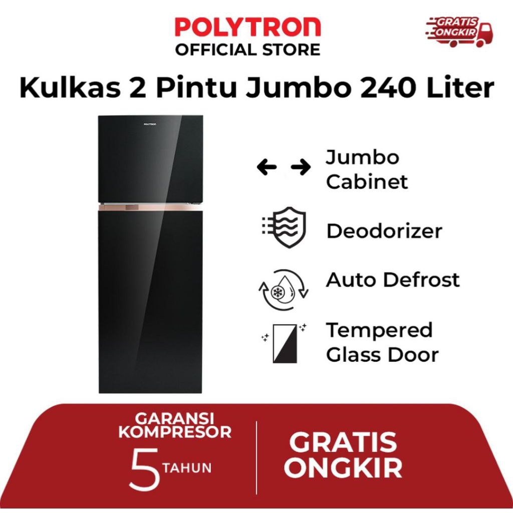 KULKAS POLYTRON 2PINTU BELLEZA JUMBO PRW 25MN KULKAS POLYTRON 2 PINTU 25 MN