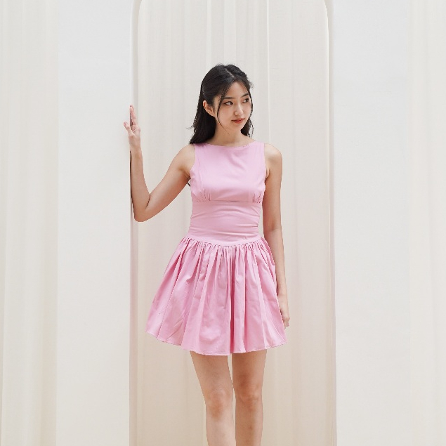 INNIU Audrey Dress Drop Waist Cotton Poplin