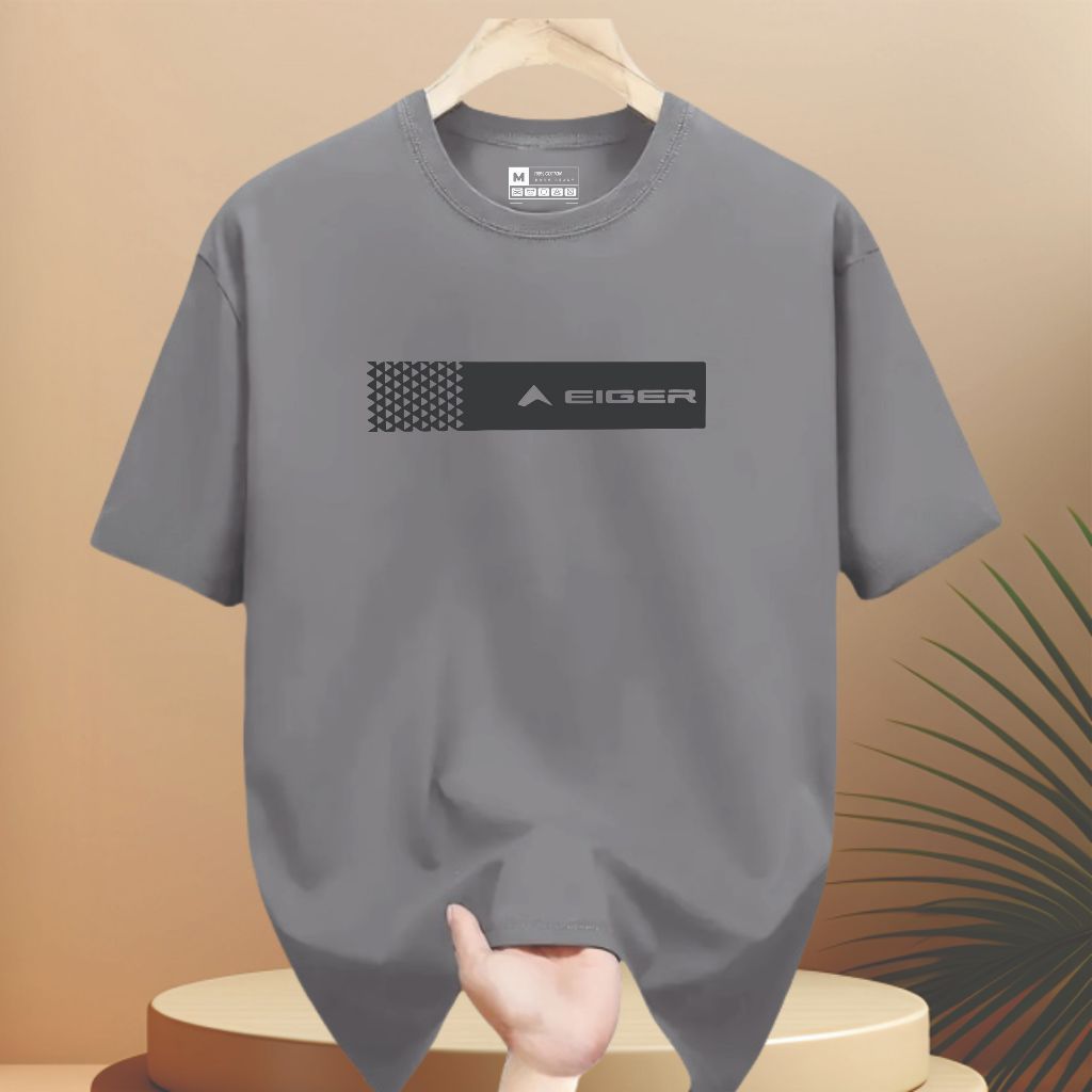 kaos eiger  blok tex Hitam kaos pria wanita kaos cottun 24s