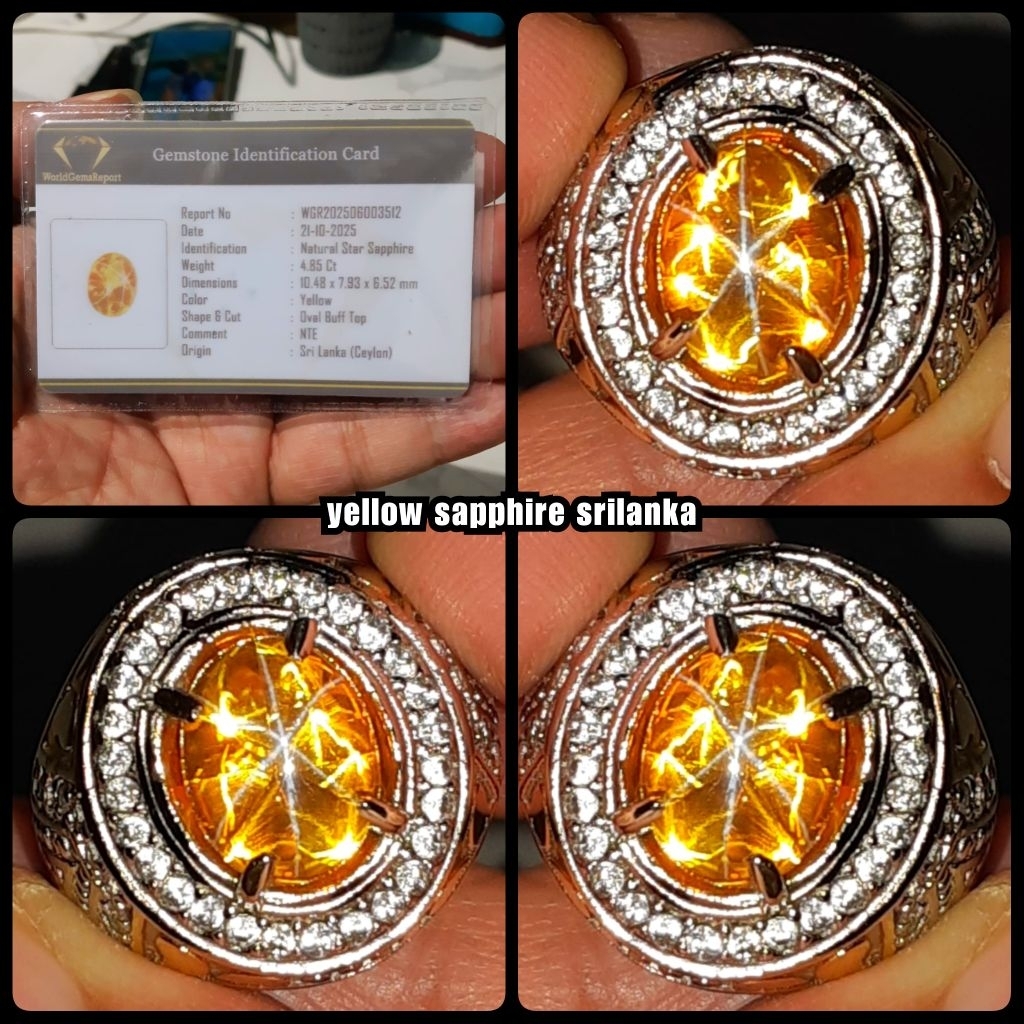 origina permata sapphire star vivid yellow asli srilanka.