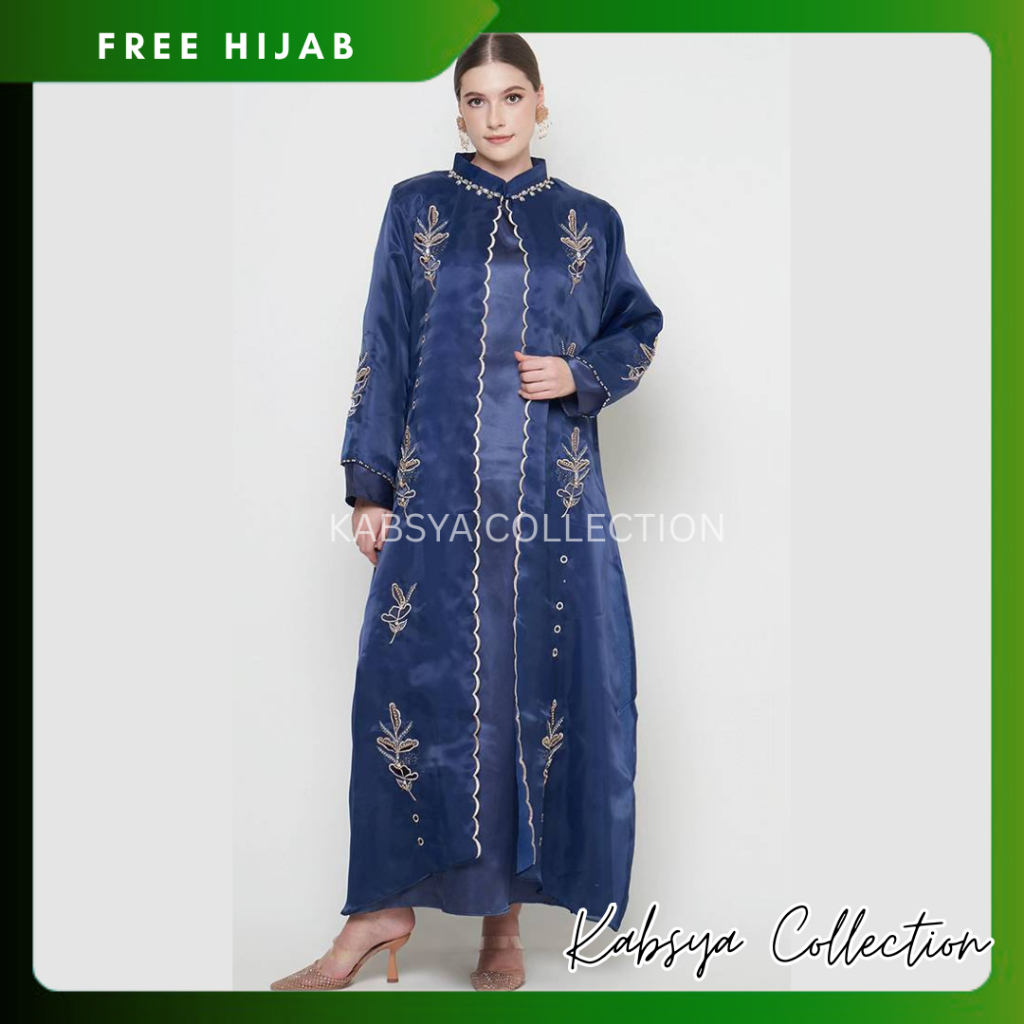 Instant COD Dress Gamis Virly Bahan Satin Organza Payet Premium / Long Dress Organza / Gamis Organza