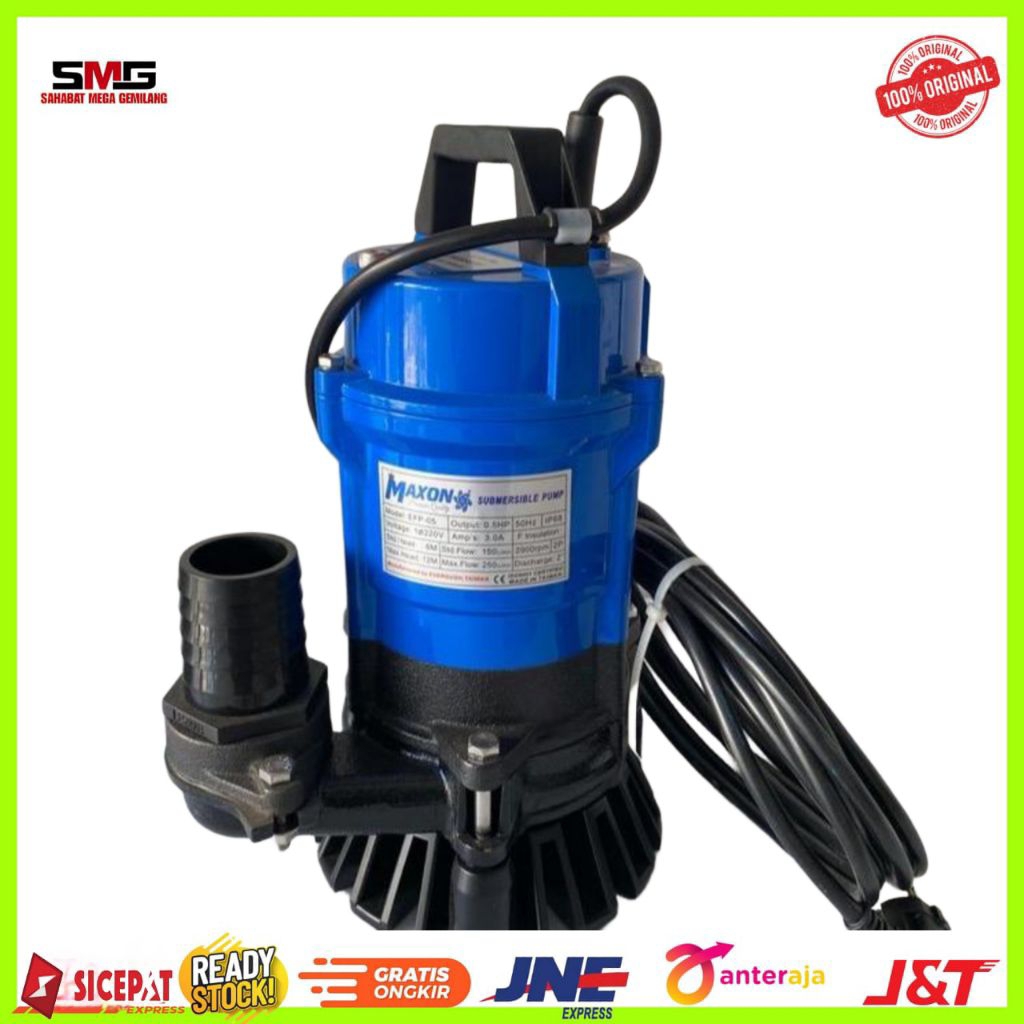 Pompa celup lumpur air kotor Maxon EFP 05A 0.5hp 1phase otomatis - Manual