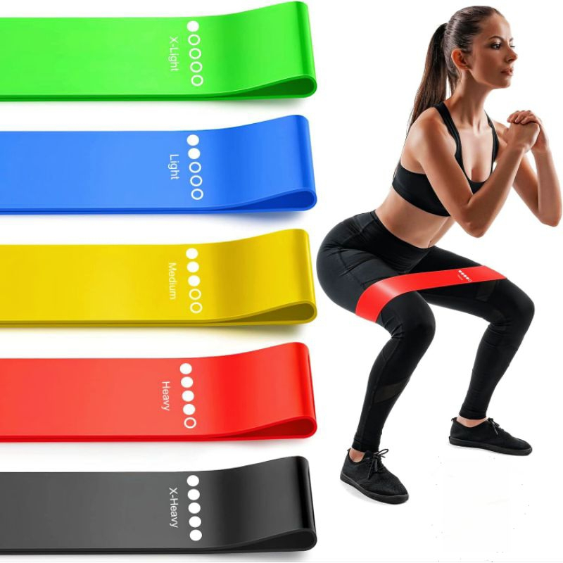 Resistance Band Loop Tension Karet Elastis Gelang Ketahanan Yoga Peralatan Fitness Gym 5 level olahr