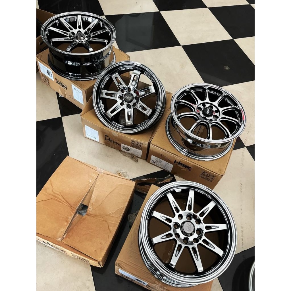 READY STOK VELG HSR BLACK CHROME R16 SERIES