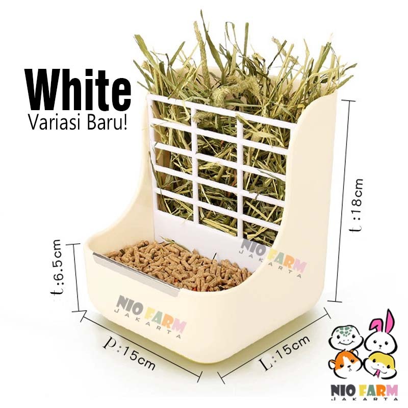 NIOFARM | Feeder Hay & Pelet – Tempat Pakan Kelinci Marmut Anti Tumpah