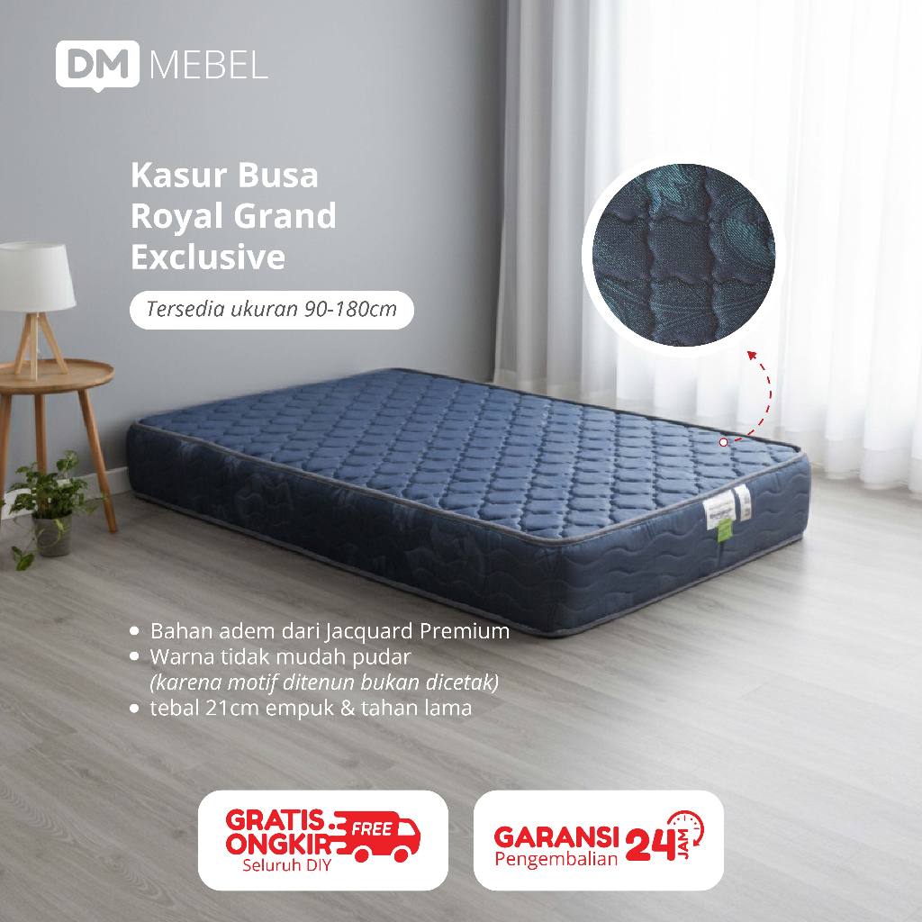 DM Mebel Kasur Busa Empuk Royal Grand Exclusive Tebal 21cm Ukuran 90 100 120 140 160 180 x 200 cm