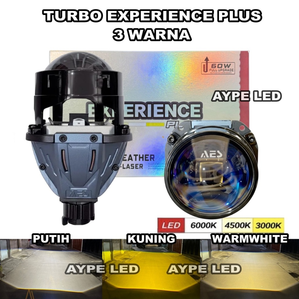 Biled Projector Aes Turbo Se Experince PLUS 3 Warna 2,5 inch ALL WHEATHER Bi-led AES 3 warna Upgrade