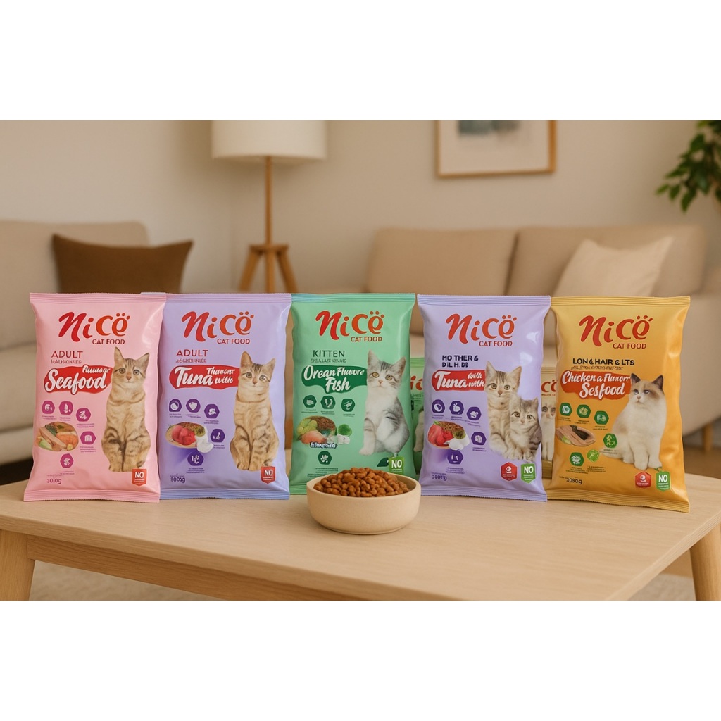 Nice Makanan Kucing Dewasa 800g Kitten 500g Tuna Seafood Chicken Aneka Rasa