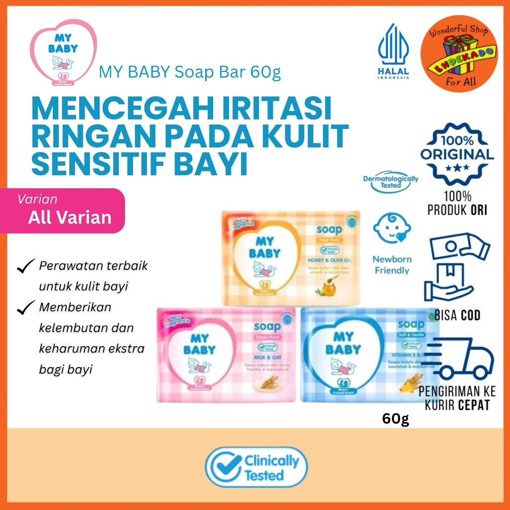 MY BABY Soap Bar | Sabun Bayi Batang | Sabun Batang Bayi 60g