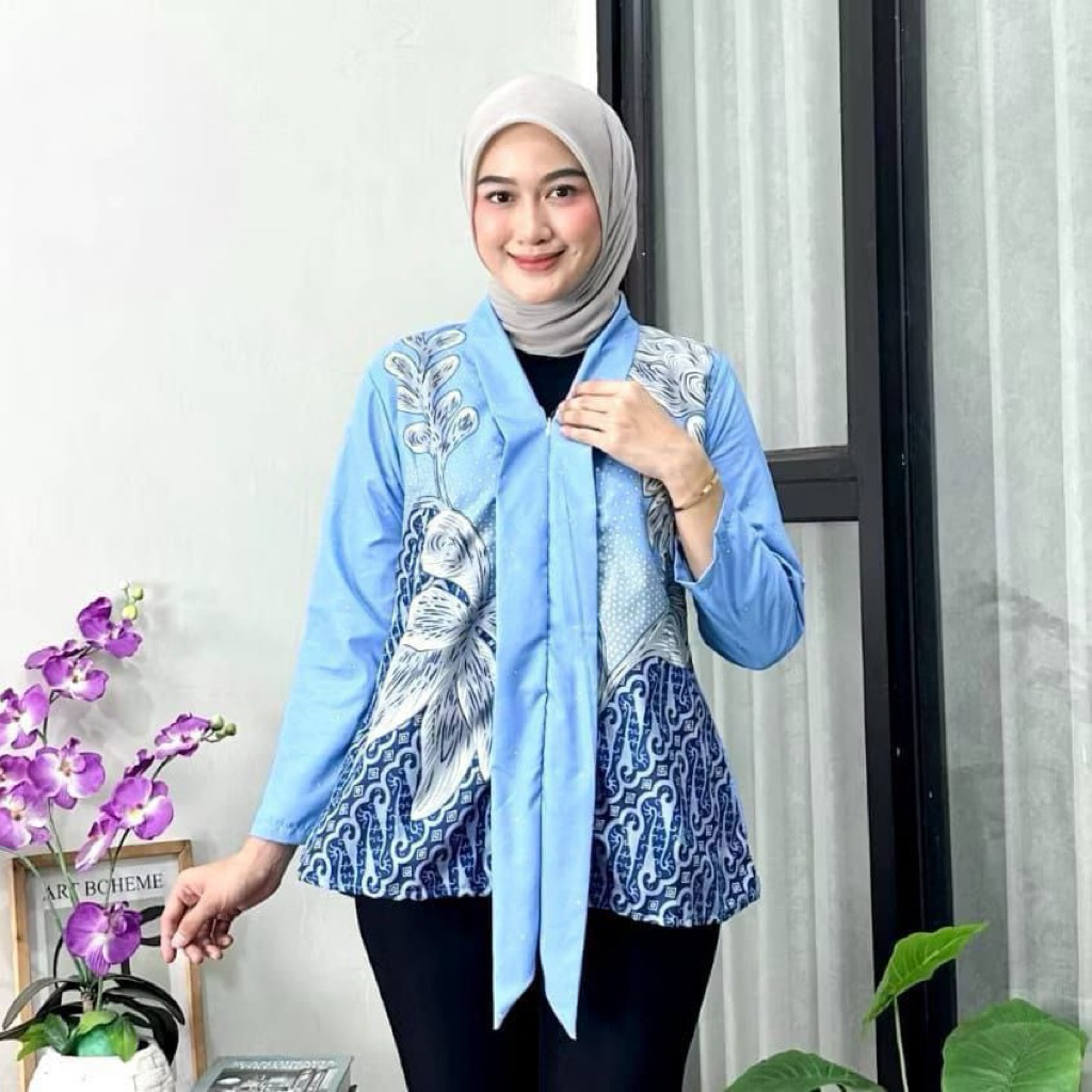 Blus Batik Wanita Modern / Kebaya Batik Kantor M L XL XXL / Baju Batik Modern