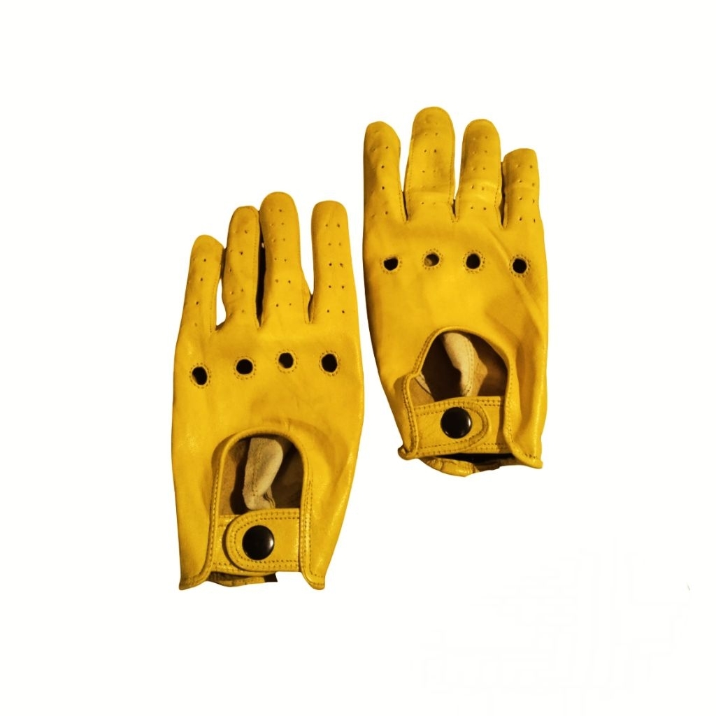 Sarung tangan motor kulit kuning klasik retro || Gloves motor kulit kuning Clasik RajaGloves91
