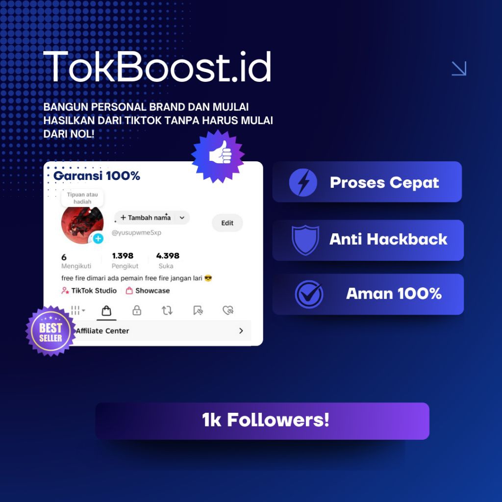 Akun TikTok Siap Pakai | Followers 1k | Akun aman bergaransi.