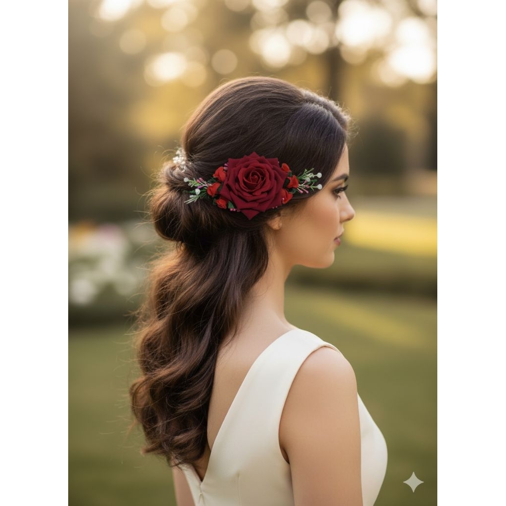 Tusuk Sanggul Bunga Mawar / Aksesoris Rambut Sanggul Bunga Mawar