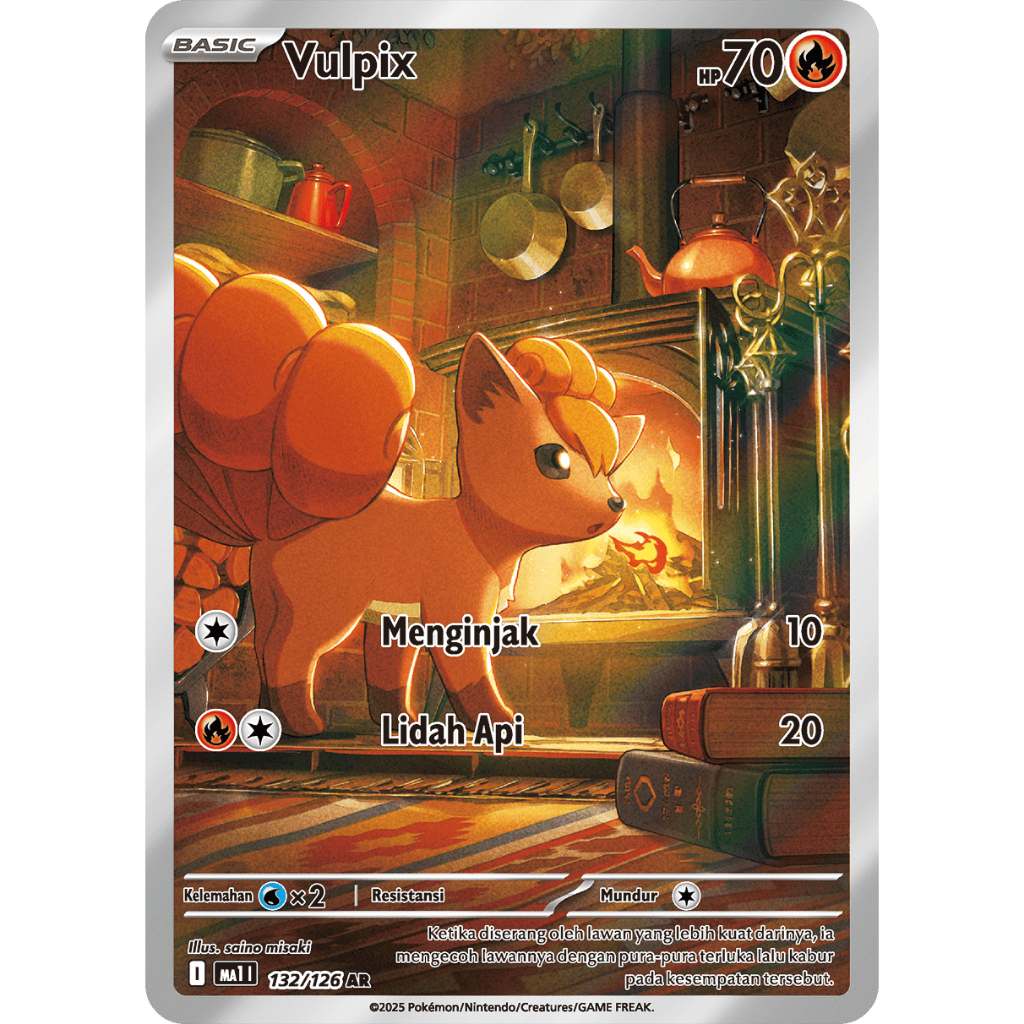 TCG VULPIX AR HOLO 132/126 MA1 Evolusi Mega KARTU CARD POKEMON INDONESIA