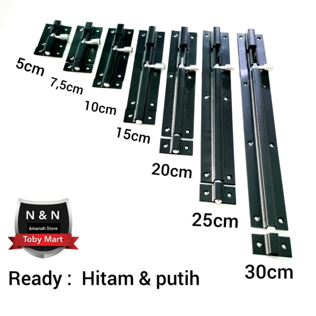 Hitam / Grendel pintu rumah 2 inch - 12 inch slot pintu kunci rumah Tebal