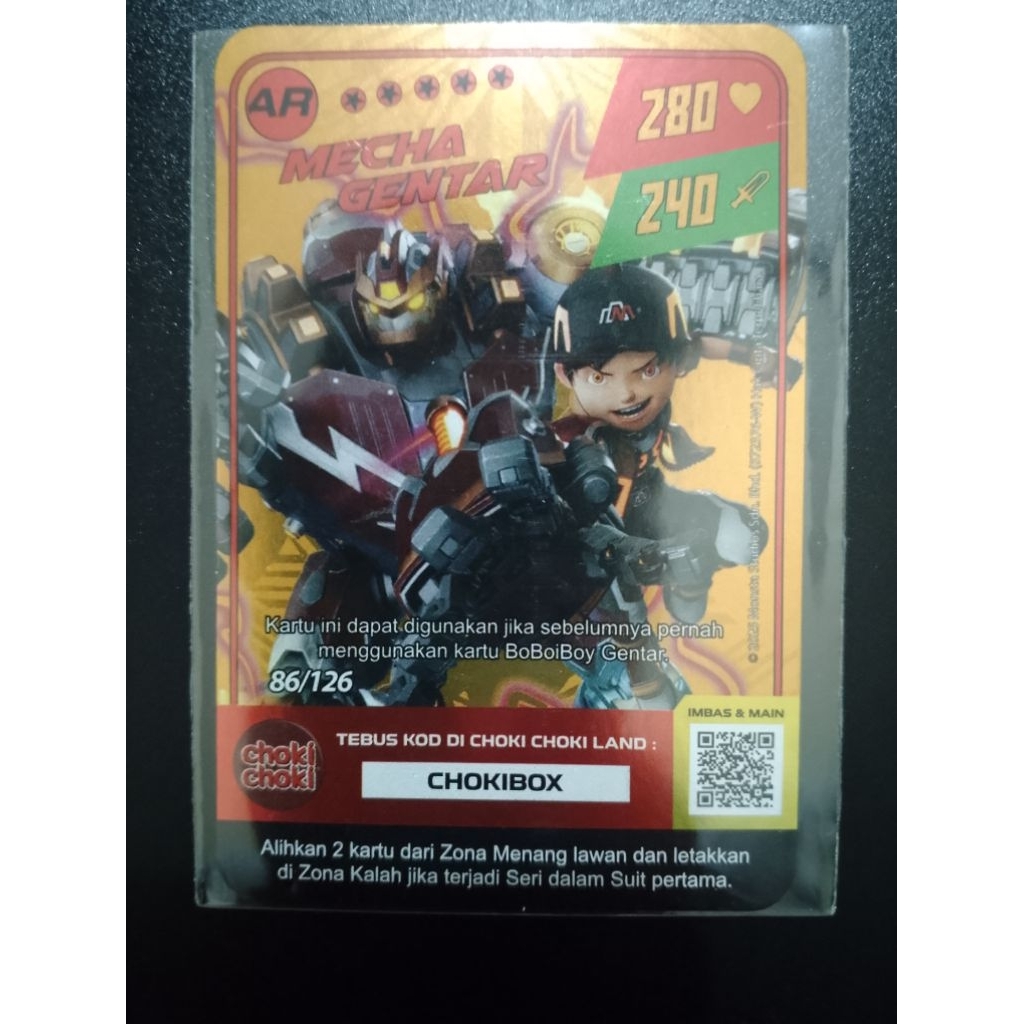 AR MECHA GENTAR BOBOIBOY MONSTA GALAXY CARD CHOKI-CHOKI