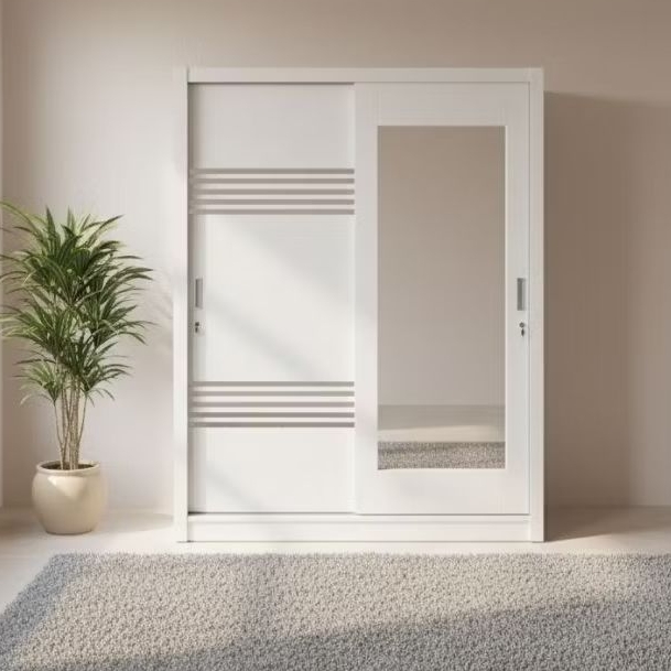 lemari pakaian sliding 2 pintu/ lemari sliding duco/lemari baju minimalis/lemari cermin
