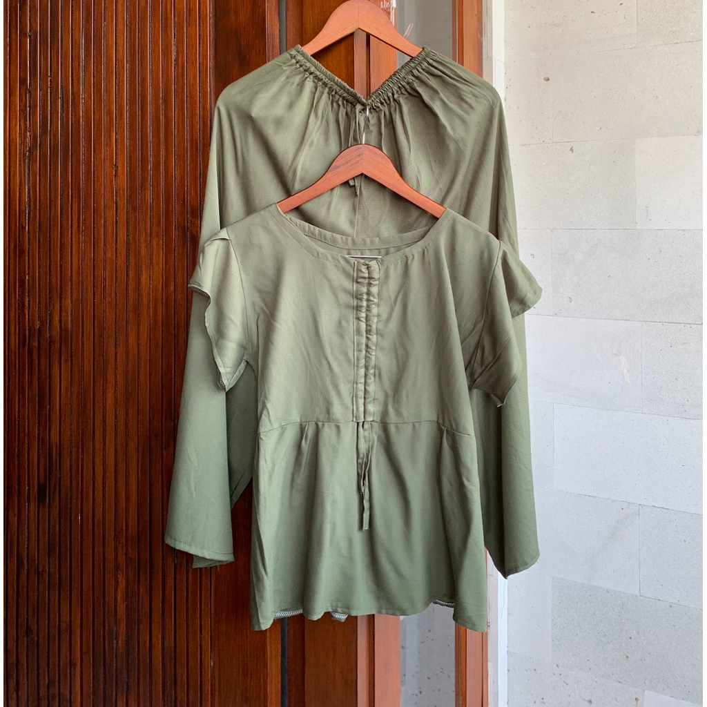 Setelan Baju Dan Celana Dada Kerut Tarik Motif Polos Cantik Dan Menawan