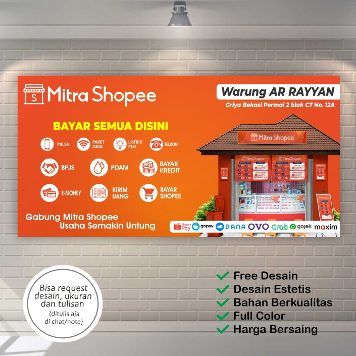 Spanduk Mitra Shopee Desain Custom | Banner Agen Shopee Murah Berkualitas