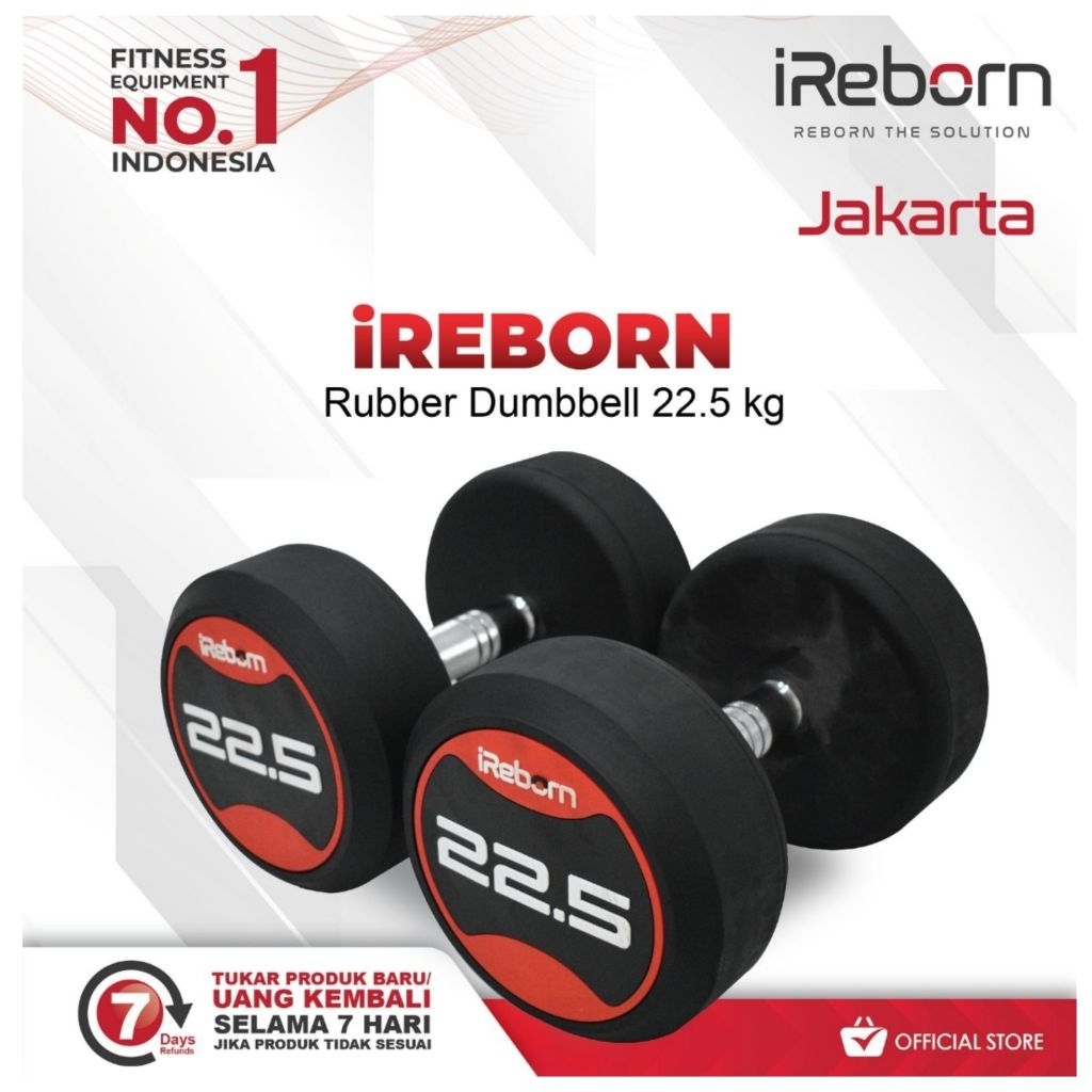 Dumbell - Beban Barbell Karet iReborn 22.5 kg
