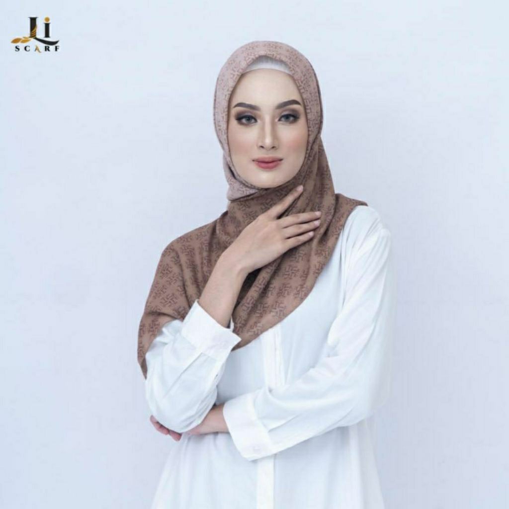 li scarf original ready warna brown 2in1