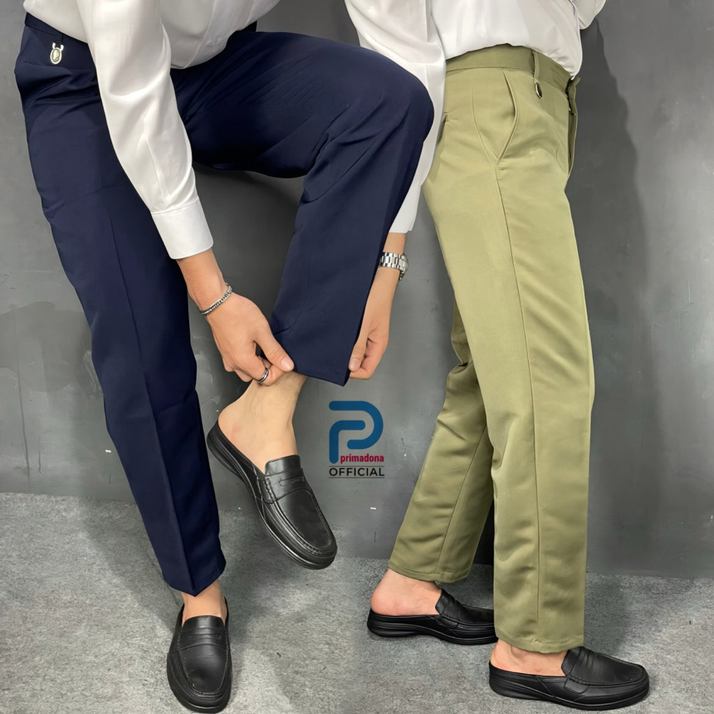 Celana Pria Regular Fit Pria - Nyaman Dipakai Kerja, Kuliah Hangout warna hitam navy coklat cream