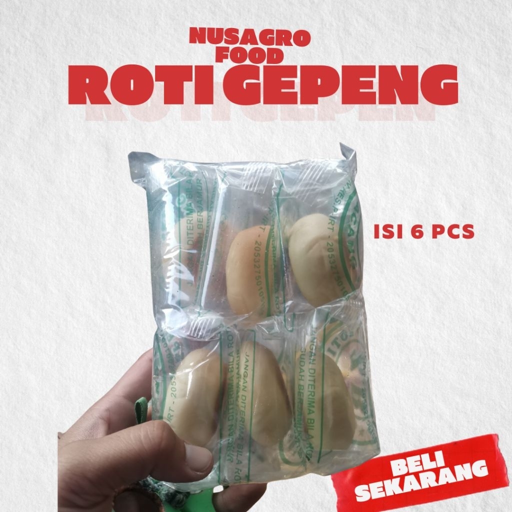Roti Gepeng Roti Pia isi 6 pcs Kacang ijo