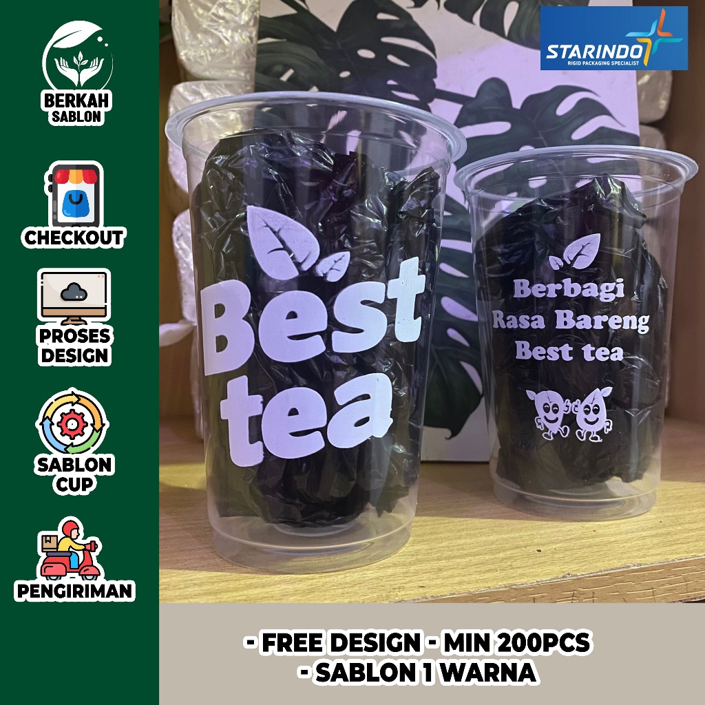 SABLON CUP 18 OZ DATAR - CUP STARINDO - ES TEH JUMBO - FREE DESAIN - MINIMAL ORDER 200 PCS