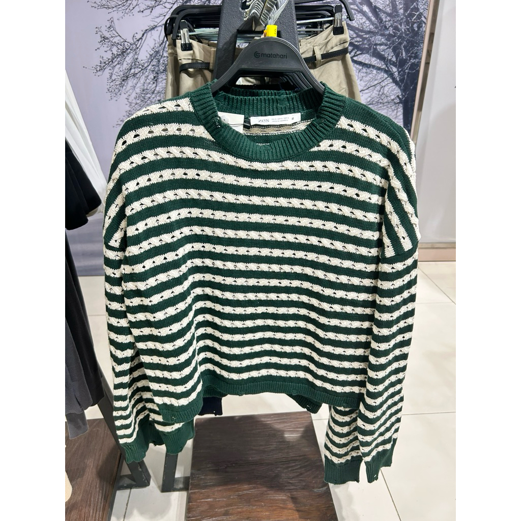 ZES Sweater rajut stripe wanita size S M L XL