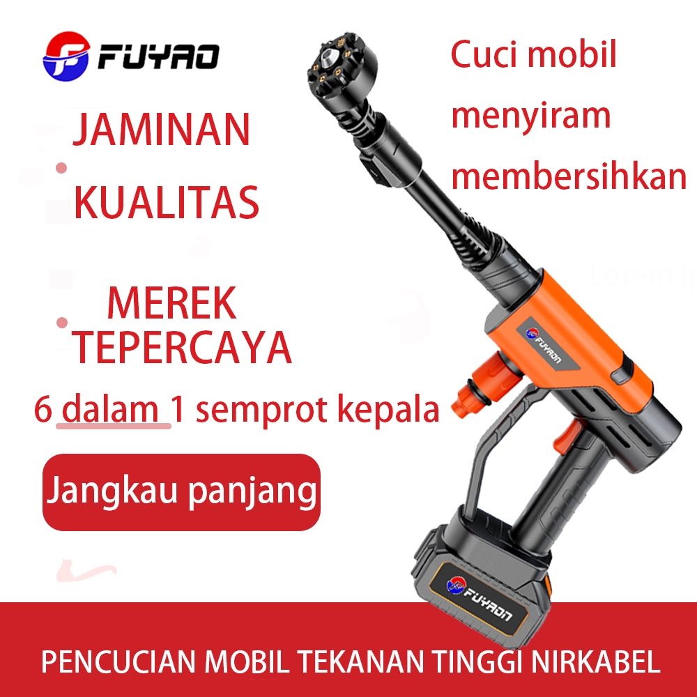 FUYAON Mesin cuci mobil tekanan tinggi portabel Mesin cuci sepeda motor Pembersih mobil semprot Pemb