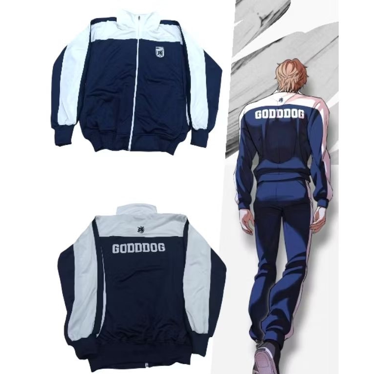 Anime cosplay tracktop Jaket Cosplay Tracktop Goddog Lookism Pria Wanita