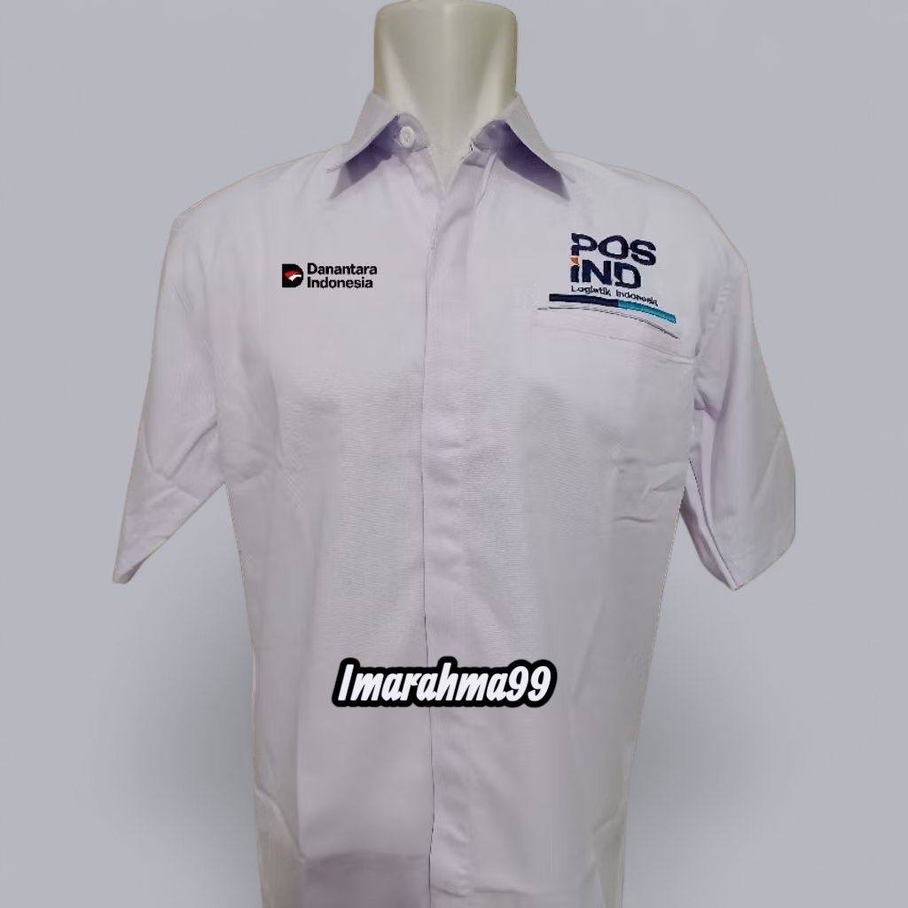 kemeja Danantara Pos Indonesia Putih Lengan Pendek