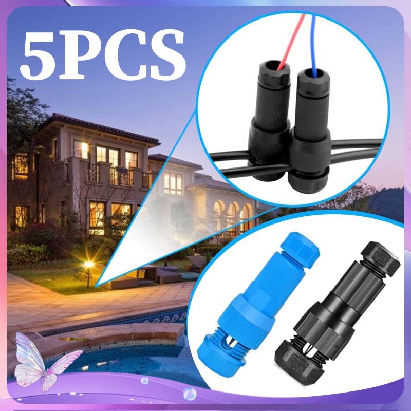 5pcs Sambungan Kabel Listrik Pin Anti Air Alat Listrik Penyambung Kabel Konektor Kabel Listrik Outdo