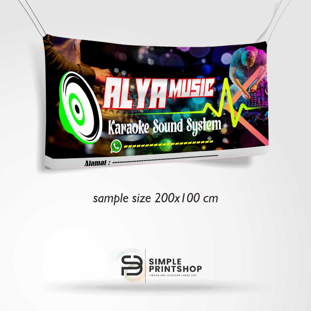 cetak banner 200x100 cm spanduk musik sound sistem custom desain