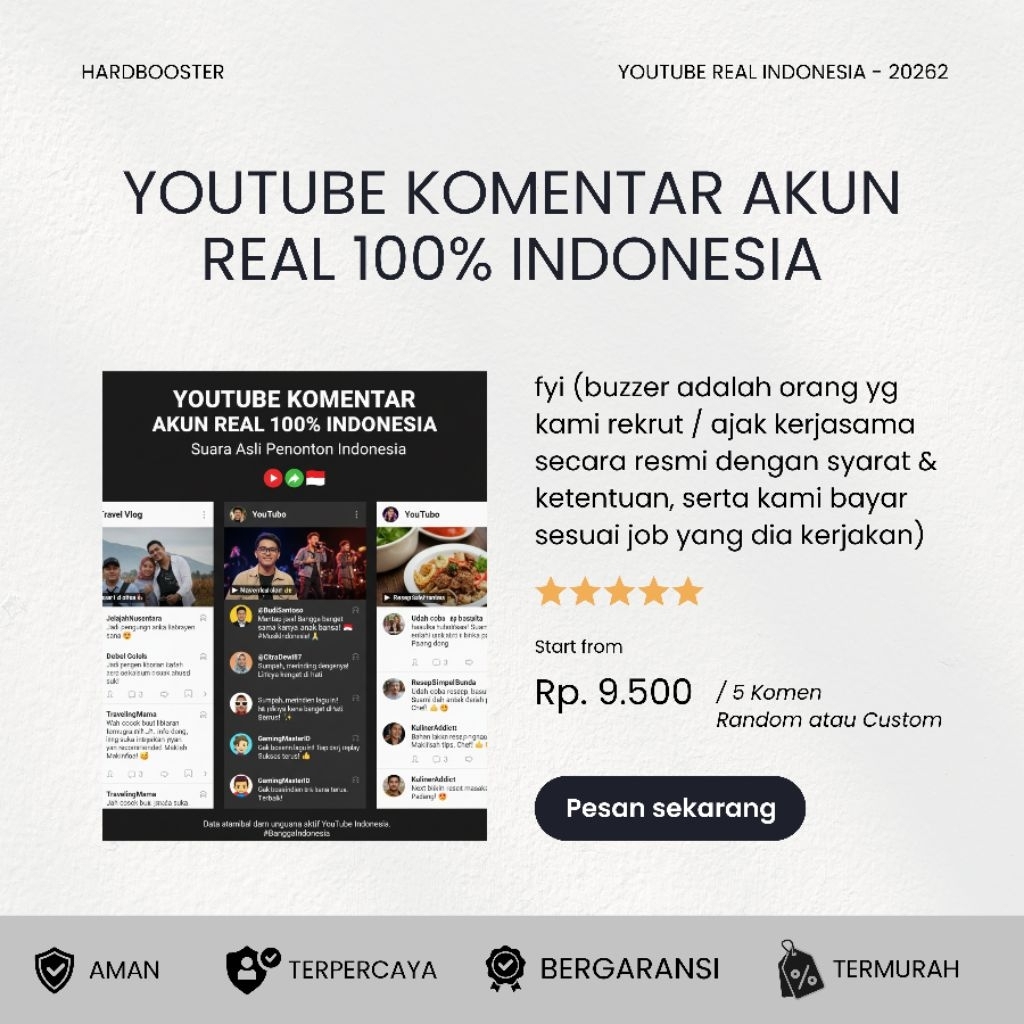 Youtube komentar akun real 100% indonesia
