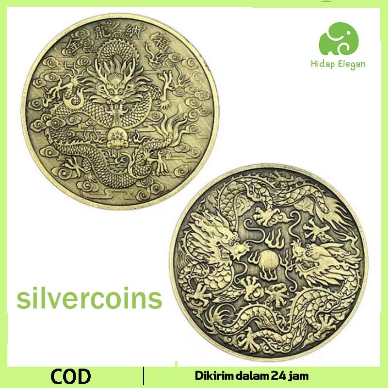Koin Langka China Dragon Phoenix Koleksi Unik Benda Antik Simbol Kekayaan Feng Shui