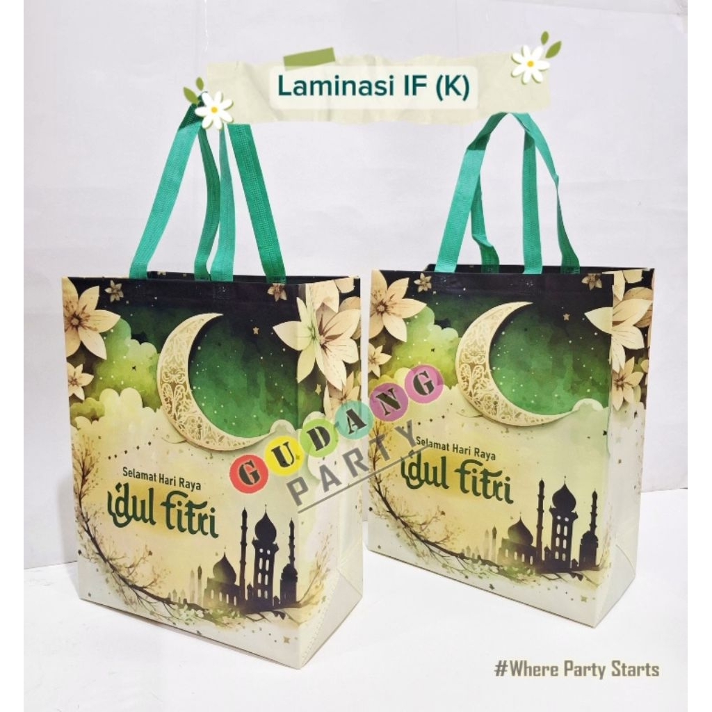 Spunbond Press Laminasi Idul Fitri Kecil Tas Lebaran Goodie Bag  Parcel Hampers Tas Bingkisan Spunbo