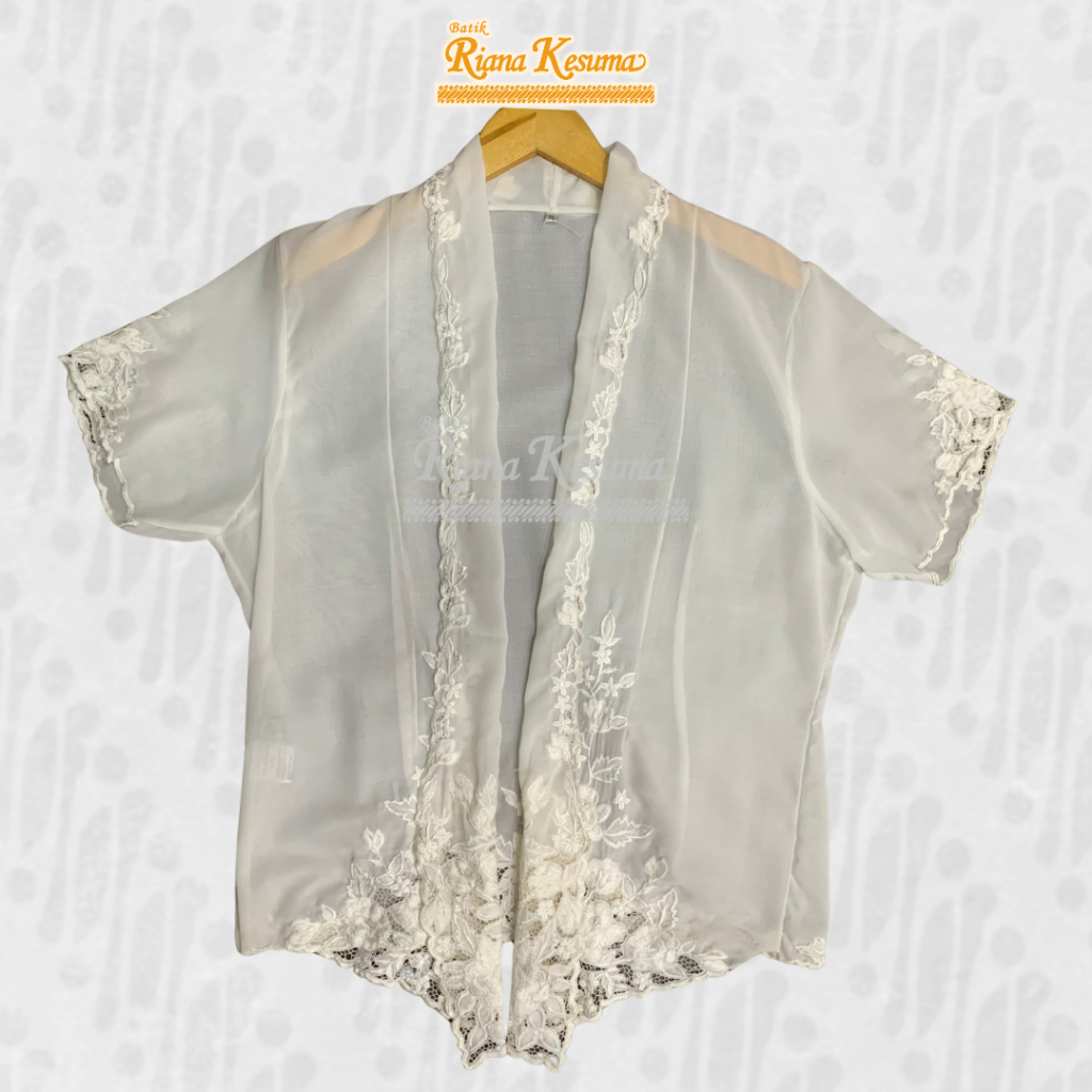 Batik Riana Kesuma - Atasan Tradisional Wanita Kebaya Outer Putih Lengan Pendek