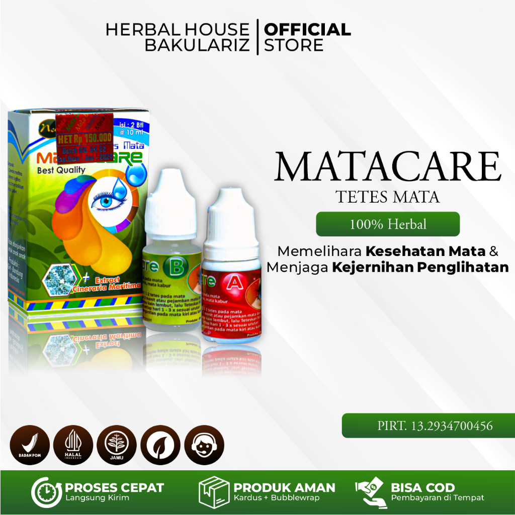 MATACARE HERBAL TETES MATA 100% ORIGINAL | OBAT TETES MATA KATARAK, MINUS, SILINDER, IRITASI MATA