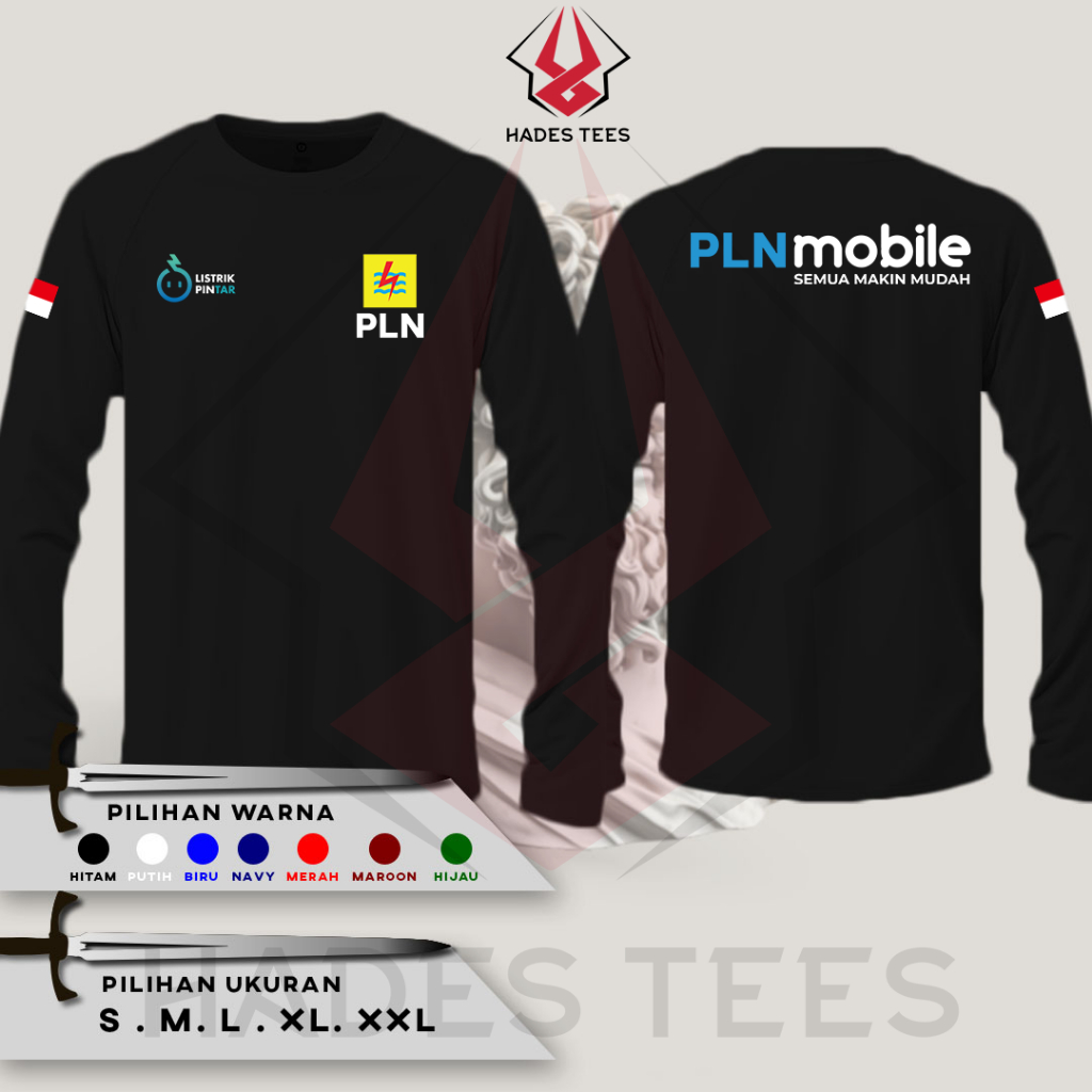 Baju Kaos LENGAN PANJANG PLN Mobile Listrik Pintar Combed 30s Adem Dan Lembut | Kaos Distro Perusaha