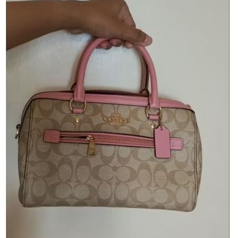 Rowan Satchel Bag in Signature Tan/ Pink