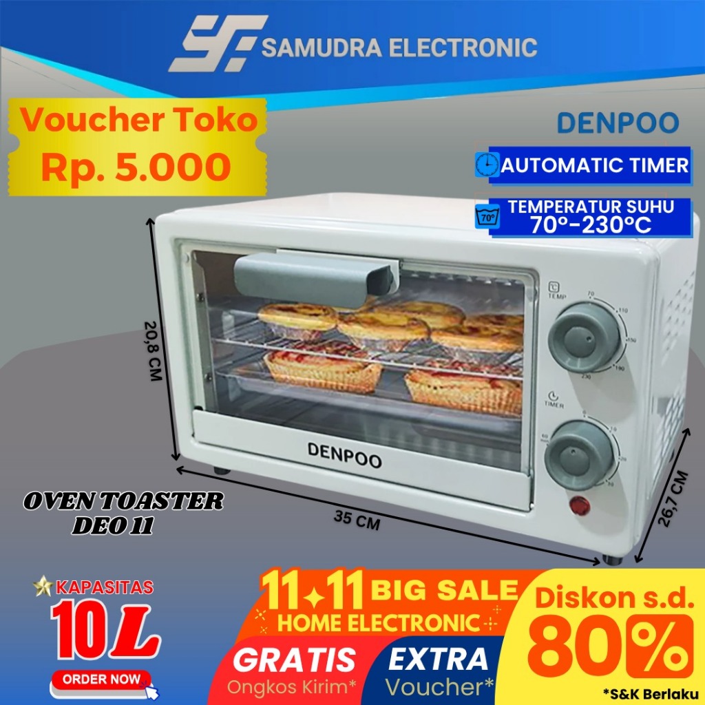 Oven Denpoo DEO 11 ( 10L ) Mini Oven Low Watt