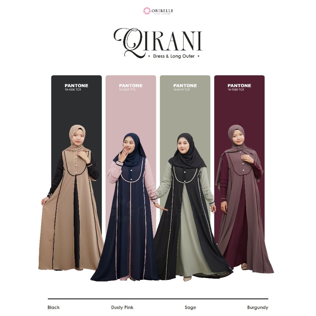 Oribelle Qirani Gamis dress muslim outer pashmina couple ibu dan anak remaja tanggung