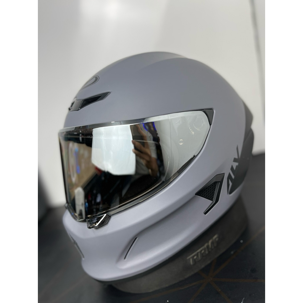 HELM ALV SKULL SOLID GREY DOFT FULL FACE SNI ORIGINAL TERBARU