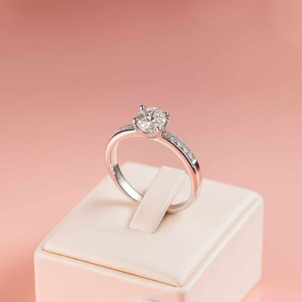 080 [ Fives Jewelry ] Cincin Berlian Oval Mewah Cincin Berlian Kemilau Elegan