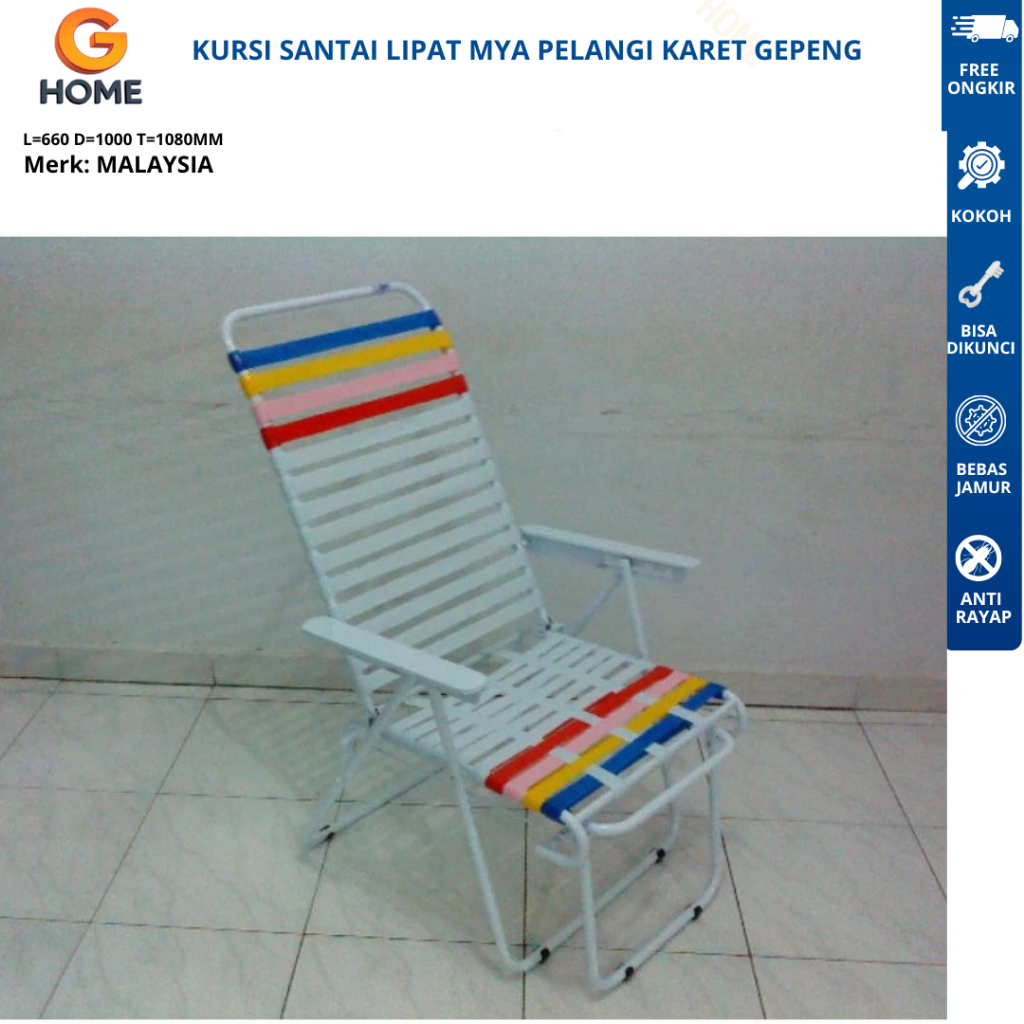 KURSI SANTAI LIPAT MYA PELANGI KARET GEPENG