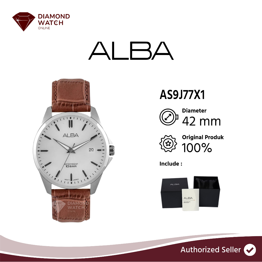 Alba Fashion AS9J77X1 Men Silver Dial Brown Leather Strap