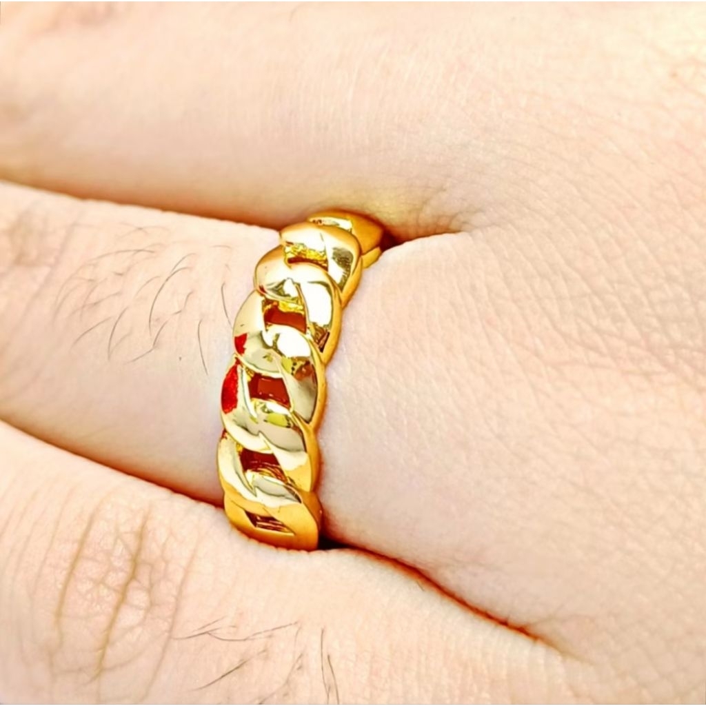 Cincin Wanita Emas Xuping Model Rantai Cincin Wanita Elegant