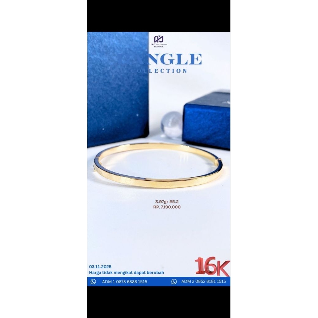 Bangle Cartier Emas 70% Kadar 16k