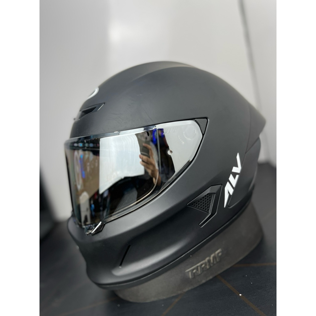 HELM ALV SKULL SOLID BLACK DOFT FULL FACE SNI ORIGINAL
